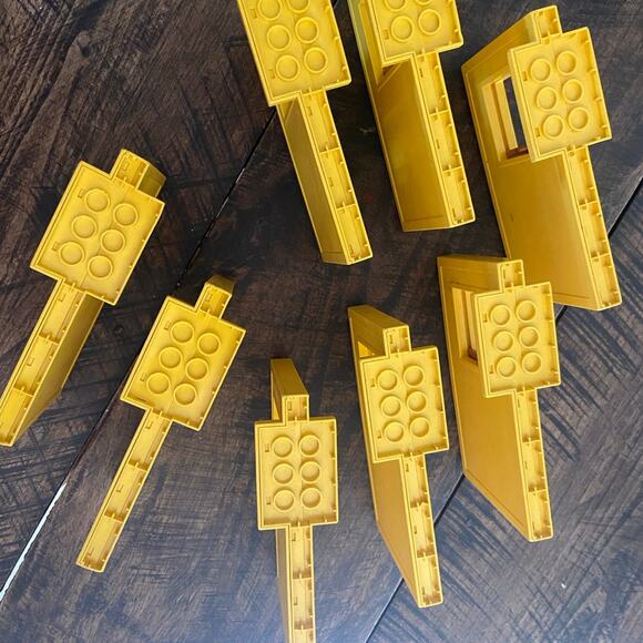 Vintage Lego Duplo yellow and brown sliding door wall panel set of 8 - Picture 4 of 7